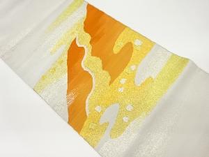 綴れ抽象霞に色紙散らし模様織出し袋帯